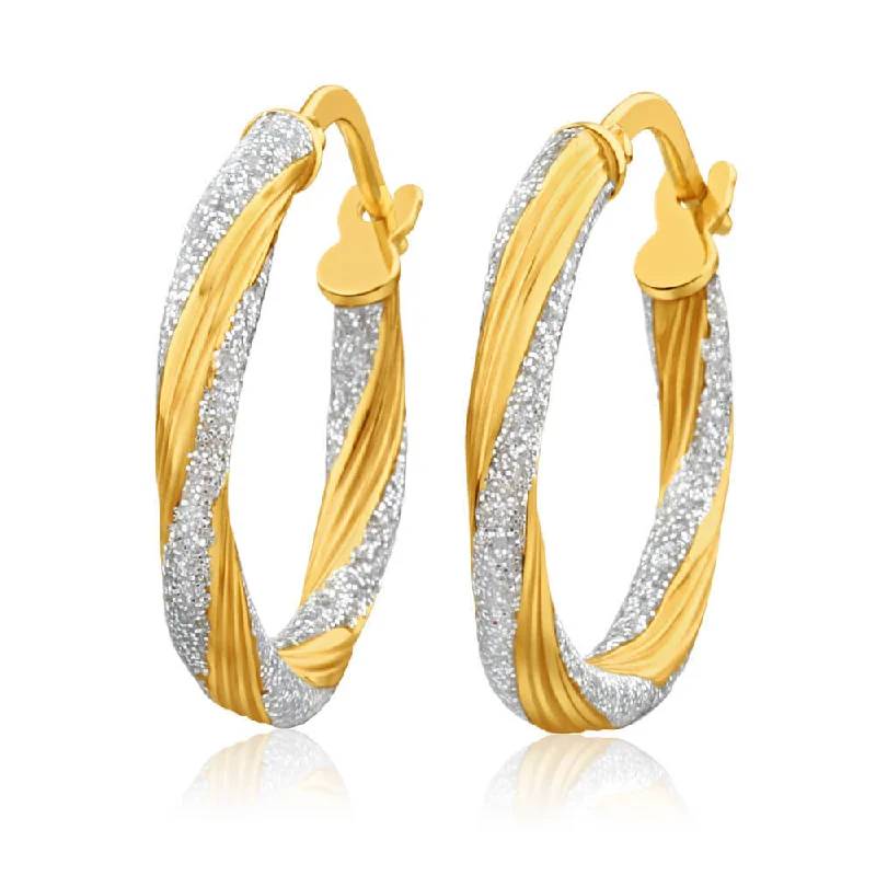 Unique Colored Earrings For Stylish Women-9ct Yellow Gold Silver Filled Stardust 15mm Hoop Earrings