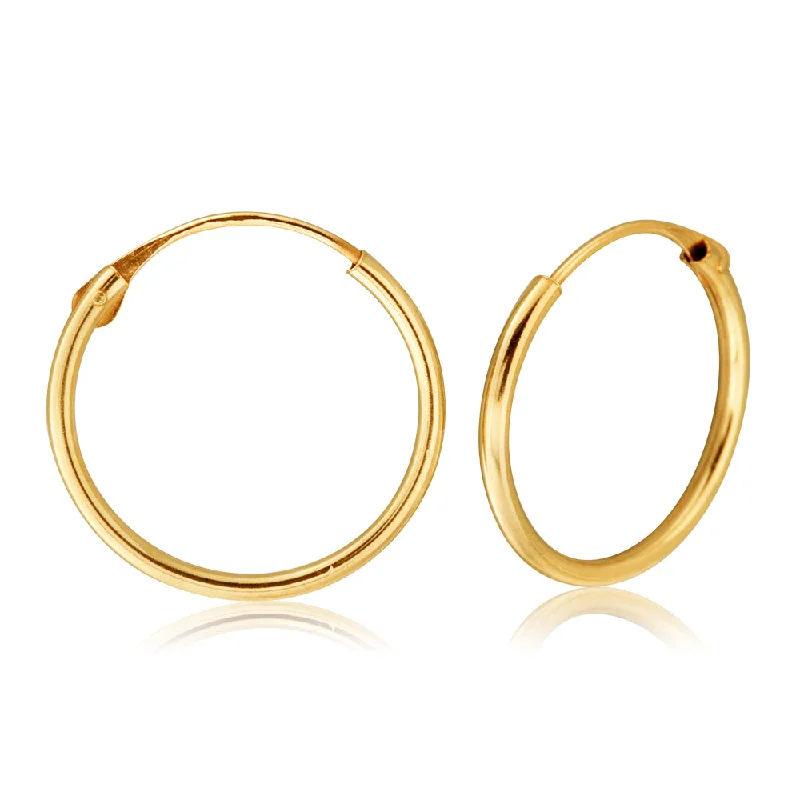 Fashionable Dangle Earrings For Parties-9ct Yellow Gold 1.2x14mm Hinged Hoop Earrings