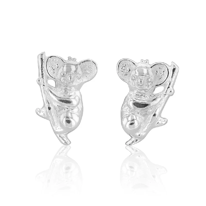 Fun Earrings For Day-to-Night Transition-Sterling Silver Koala Stud Earrings