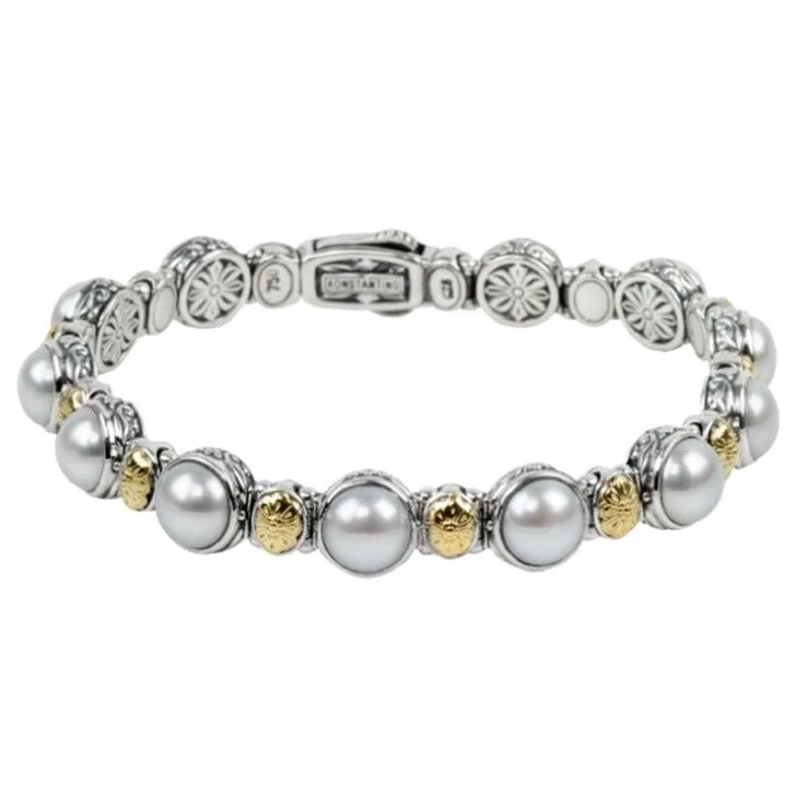 Beautiful Pearl-Set Bracelets For Timeless Fashion-Sterling Silver & 18K Gold Pearl Bracelet