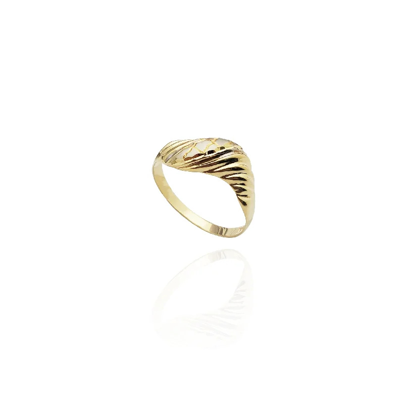 Custom Bridal Rings For Personalized Style-Golden Twist Hemi Dome Band (14K)