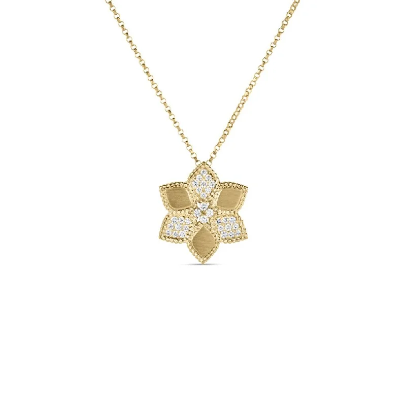 18Kt. Yellow Gold Daisy Vernazza Pave Diamond Pendant Necklace