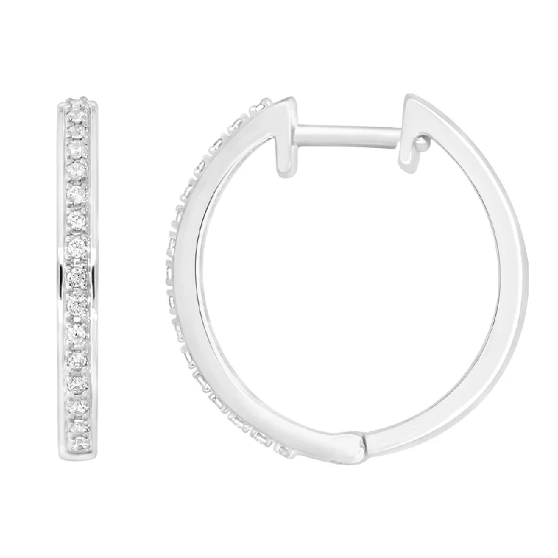 Creative Drop Earrings For Outgoing Style-9ct White Gold 1/10 Carat Diamond Huggie Earrings