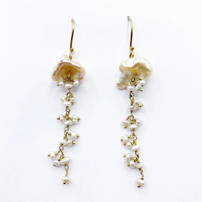 Beautiful Gemstone Earrings For Colorful Fashion-Yellow Gold Filled Natural Pearl Drop Earrings