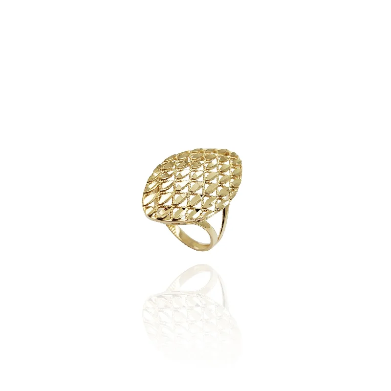 Custom Stackable Rings For Layered Looks-Diamond-Cut Wasp Net Print Ring (14K)