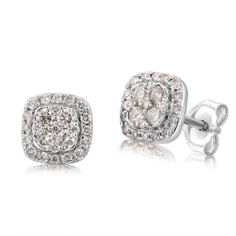 Lightweight Earrings For Comfortable Wear-9ct White Gold 1/2 Carat Diamond Stud Earrings