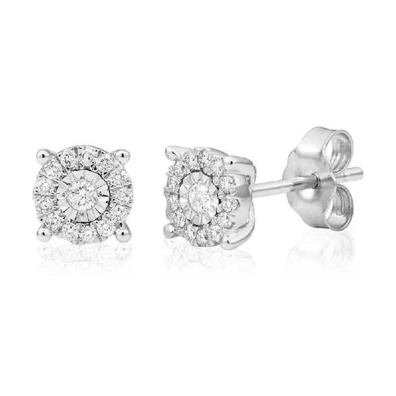 Exclusive Earrings For Fashion Forward Style-9ct White Gold Lovely Diamond Stud Earrings