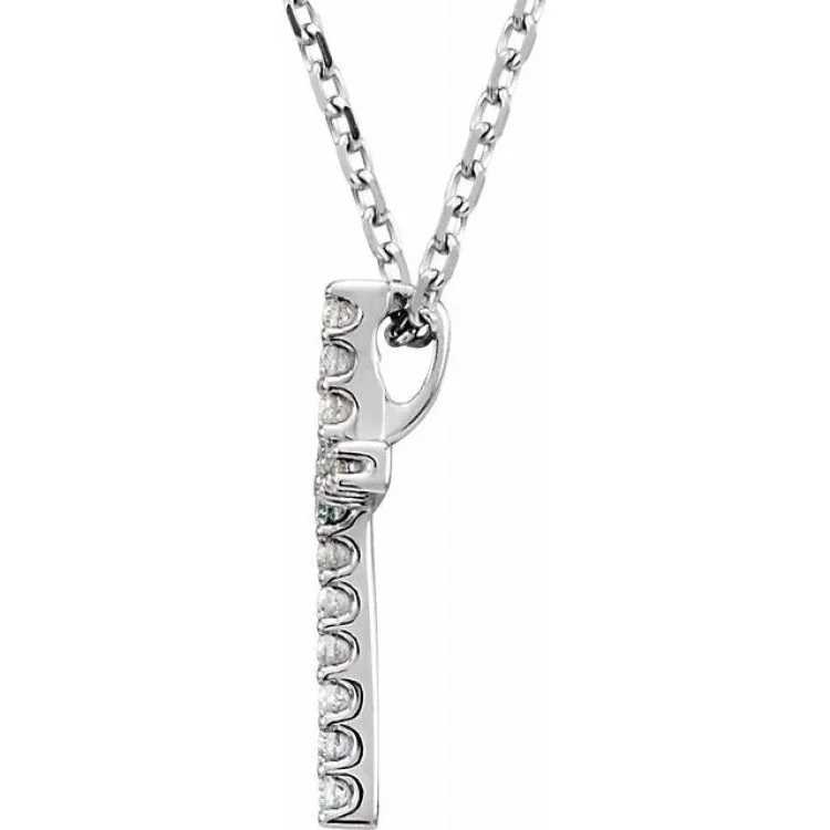 14K White .06 CTW Natural Diamond Petite Cross 16" Necklace