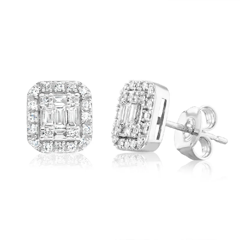 Beaded Earrings For Craft Lovers-Luminesce Lab Grown 9ct White Gold 0.30 Carat Diamond Stud Earrings