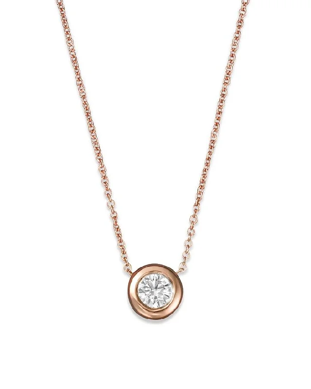 18kt Rose Gold Tiny Treasures Single Diamond Necklace