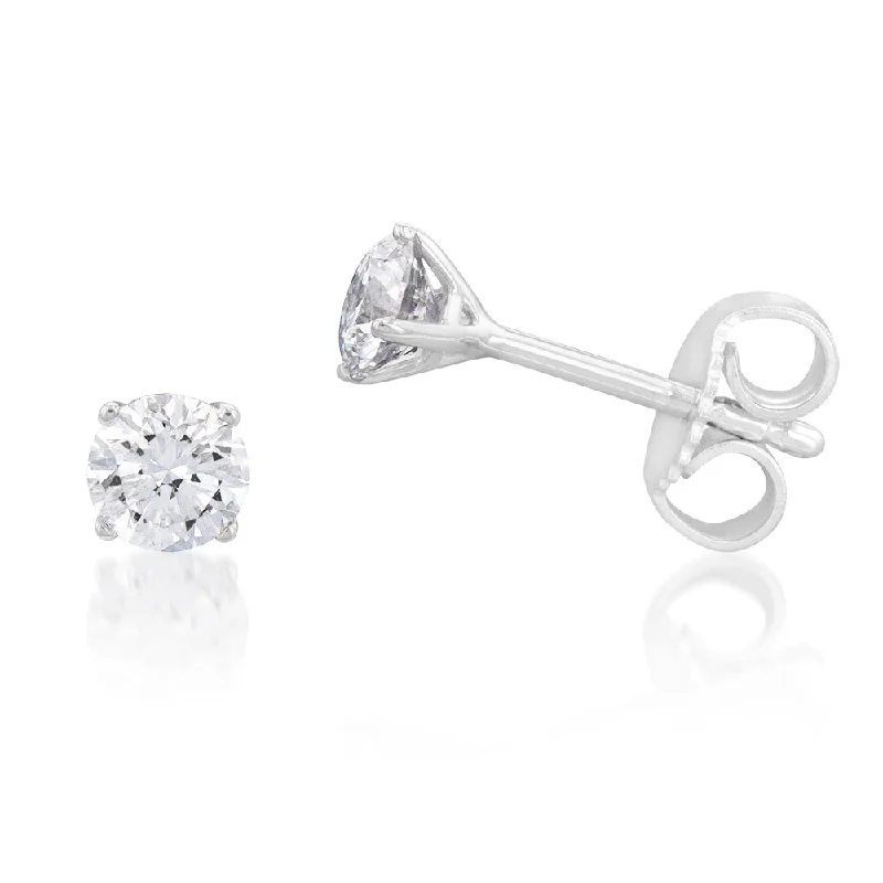 Elegant Crystal Earrings For Evenings Out-Luminesce Lab Grown Diamond TW=45-49PT Solitaire Stud Earrings in 14ct White Gold