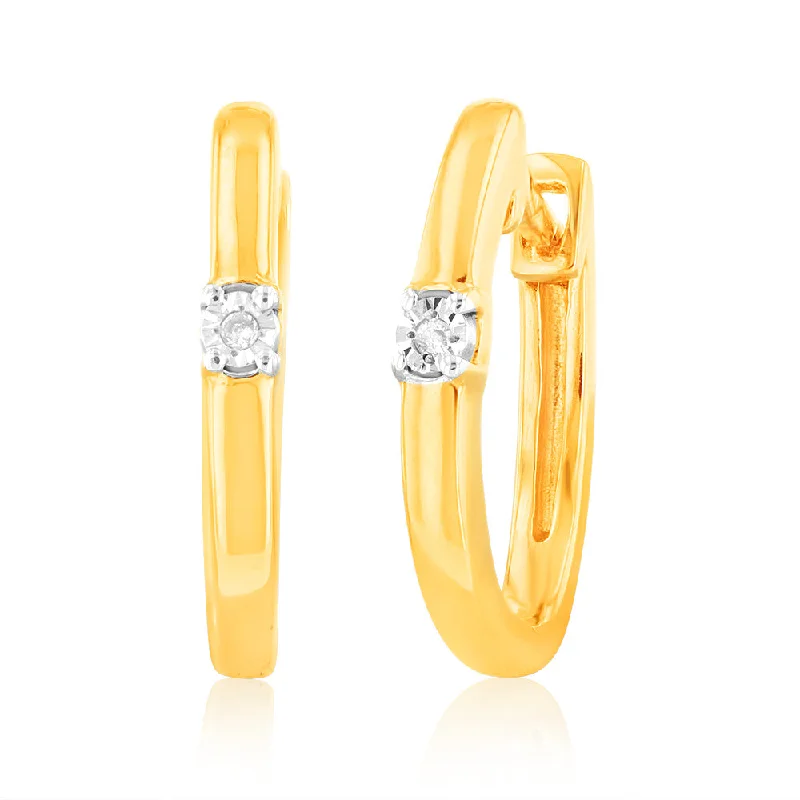 Best Earrings For Sensitive Ears-Diamond Hoop Earrings in Gold Plated Silver