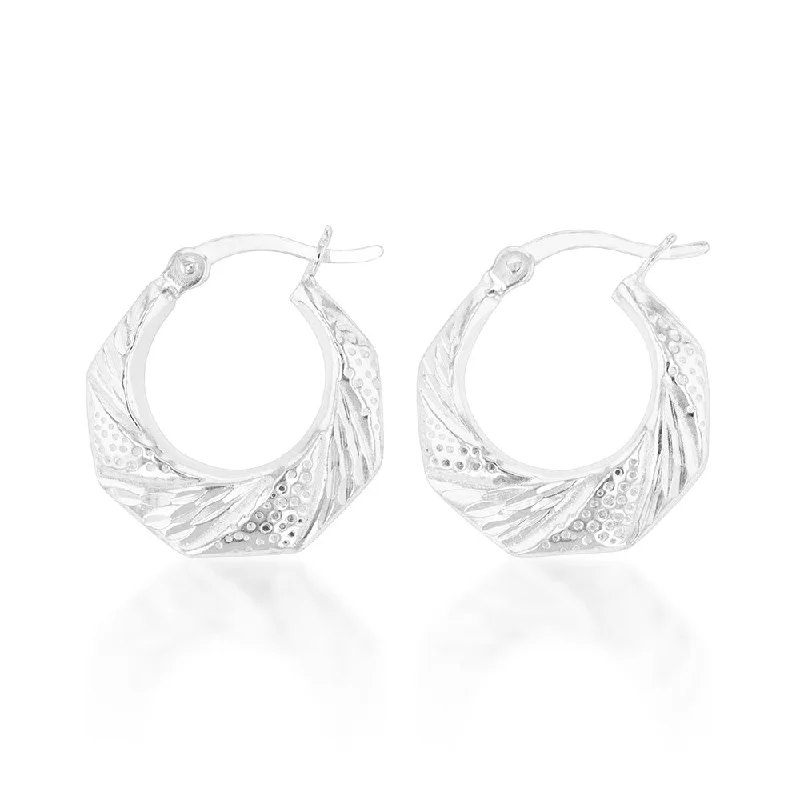 Elegant Gemstone Earrings For Weddings-Sterling Silver Creole Hoop Earrings