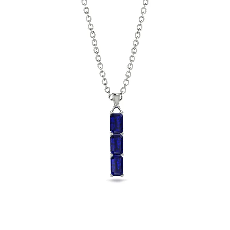 3 Emeralds Cut Sapphire Necklace With Hidden Diamonds - Ember No. 45