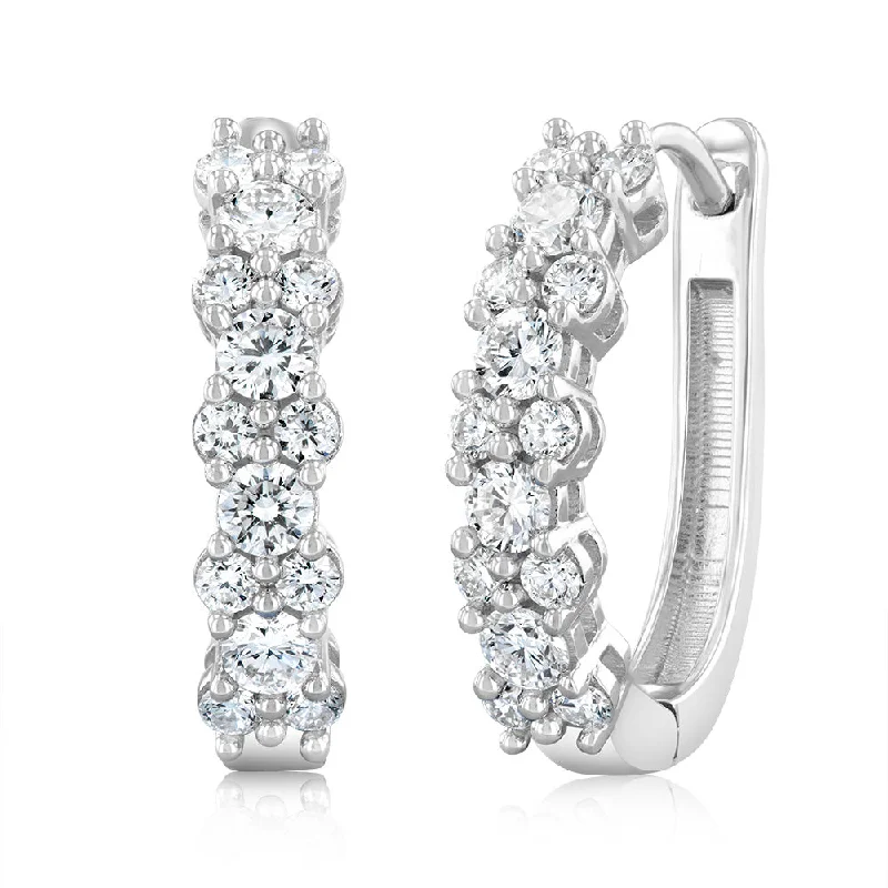 Sophisticated Earrings For Work Wear-Luminesce Lab Grown 1 Carat Diamond Hoop Earrings in Sterling Silver