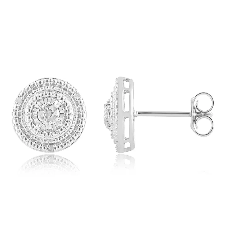 Affordable Silver Earrings For Daily Style-14 Brilliant Diamonds Stud Earrings in Sterling Silver