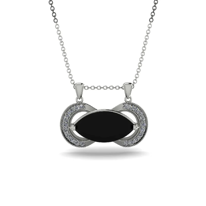 Marquise Vintage Black Diamond Necklace - Marley No. 9