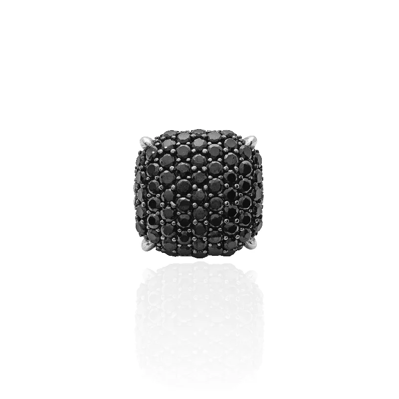 Beautiful Rose Gold Rings For Elegant Fashion-Stygian Black Cocktail Ring (Silver)