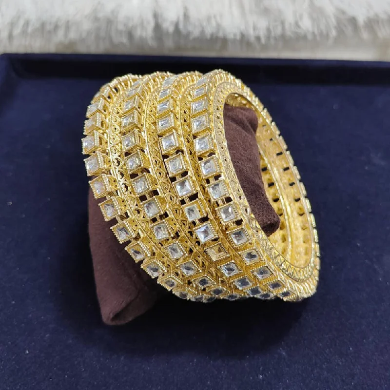 Sparkling Crystal Bangles For Luxurious Appeal-Pooja Bangles Gold Plated Crystal Stone Bangles Set