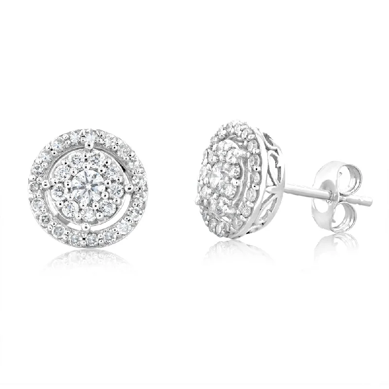 Vintage Inspired Earrings For Women-Luminesce Lab Grown 3/4 Carat Diamond Stud Earrings in 10ct White Gold