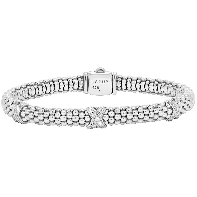 Simple Cuff Bracelets For Subtle Elegance-Three Diamond X Bracelet