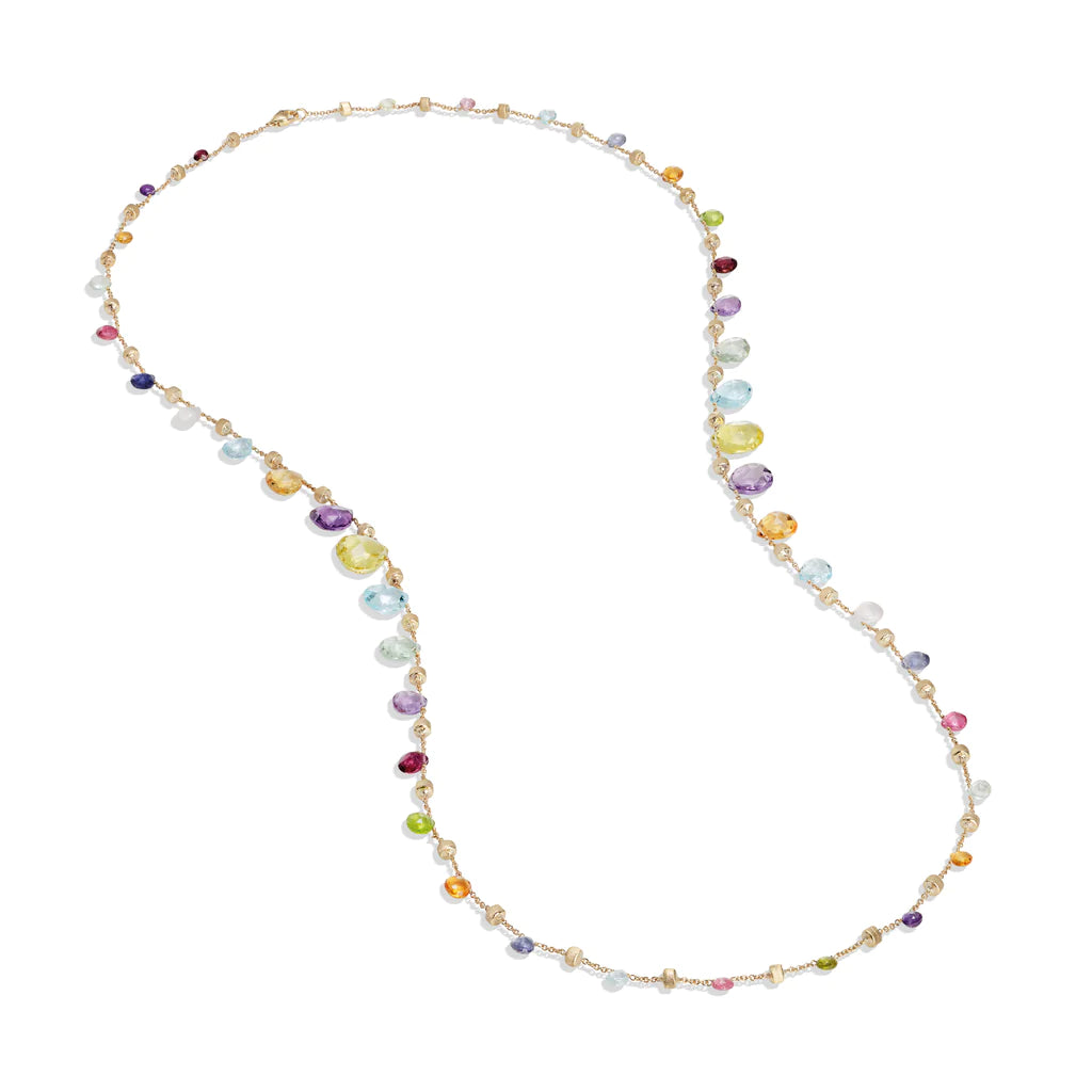 18kt Yellow Gold Jaipur Color Collection Mixed Gemstone Graduated Long Necklace