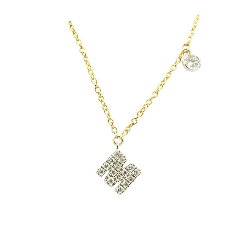 14Kt White And Yellow Gold Diamond Initial M Necklace