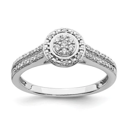 Fashionable Rings For Trendy Looks-10k White Gold Diamond Round Halo Cluster Promise Engagement Ring