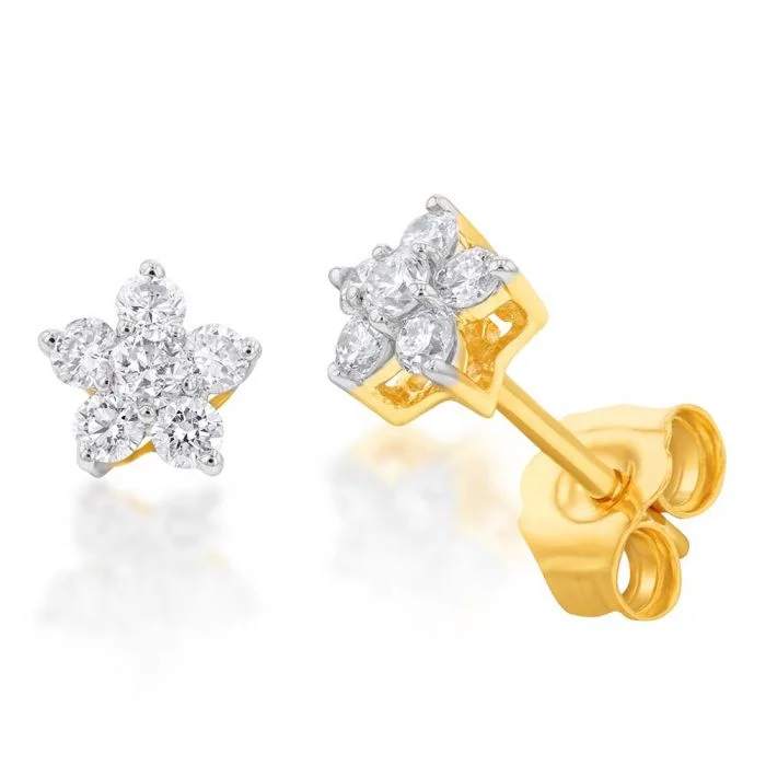 Luxury Earrings For Fine Occasions-Luminesce Lab Grown 9ct Yellow Gold 1/4 Carat Diamond Earrings