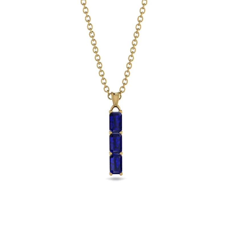 3 Emeralds Cut Sapphire Necklace With Hidden Diamonds - Ember No. 58