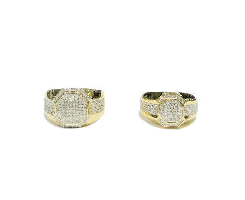 Gorgeous Gold Rings For Special Occasions-Hexagon Shaped Diamond Ring (10K)