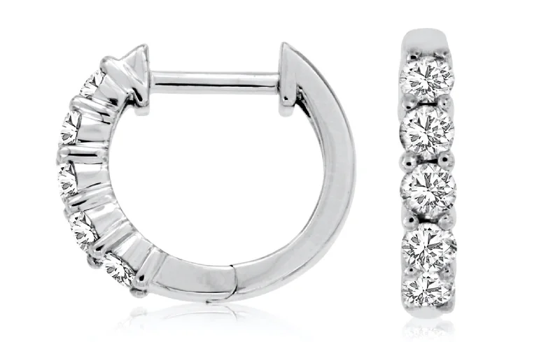 Summer Earrings For Beach Vibes-OKG Collection White Gold Diamond Hoops