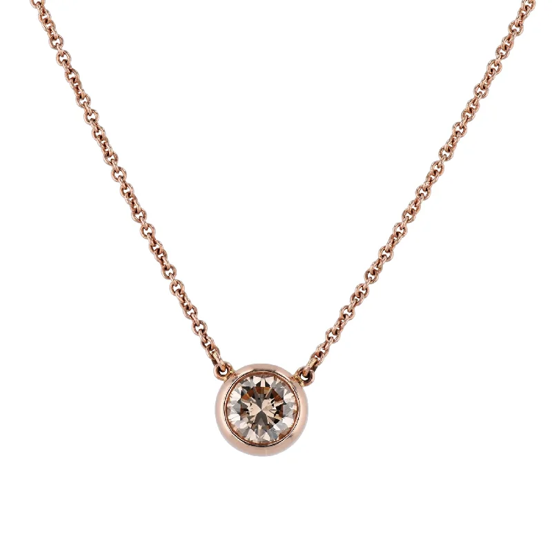 Cinnamon Diamond Rose Gold Pendant Necklace