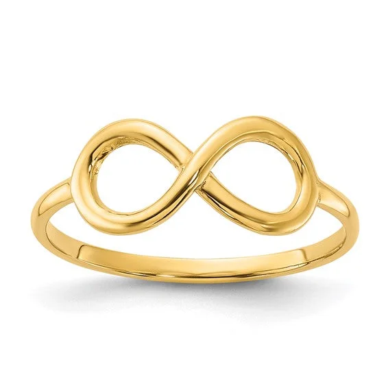 Custom Birthstone Rings For Special Occasions-14k Yellow Gold Solid Infinity Ring