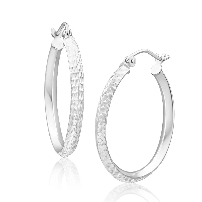 Artistic Stud Earrings For Unique Charm-9ct Charming White Gold 20mm Hoop Earrings