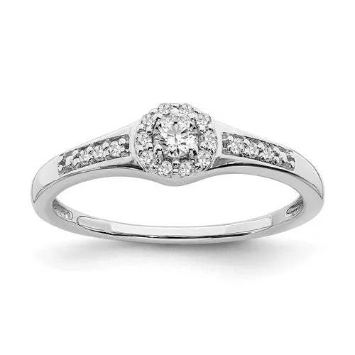 Unique Silver Rings For Creative Fashion-10k White Gold Natural Diamond Halo Cluster Promise Engagement Ring