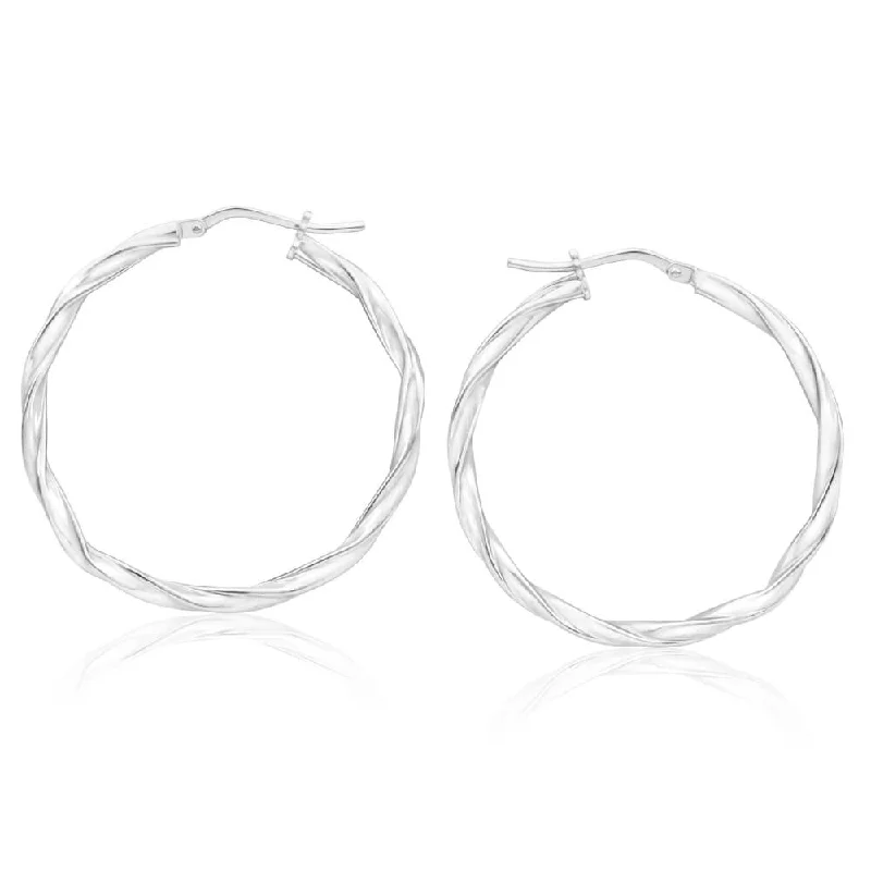 Affordable Silver Earrings For Daily Style-Sterling Silver 30mm Twisted Hoop Earrings