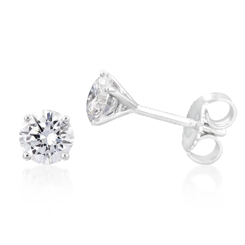 Intricate Earrings For Unique Styles-Luminesce Lab Grown Diamond TW=70-74PT Solitaire Stud Earrings in 14ct White Gold