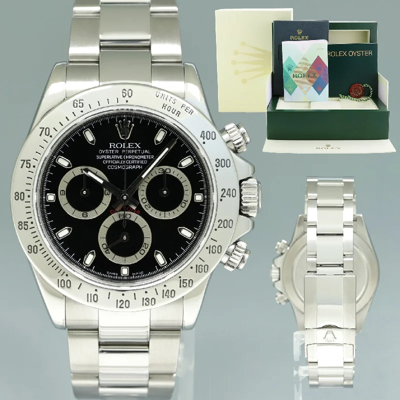 Classic Mechanical Wrist Watches For Timeless Style-2007 MINT PAPERS Rolex Daytona 116520 White Chronograph Steel 40mm Watch Box