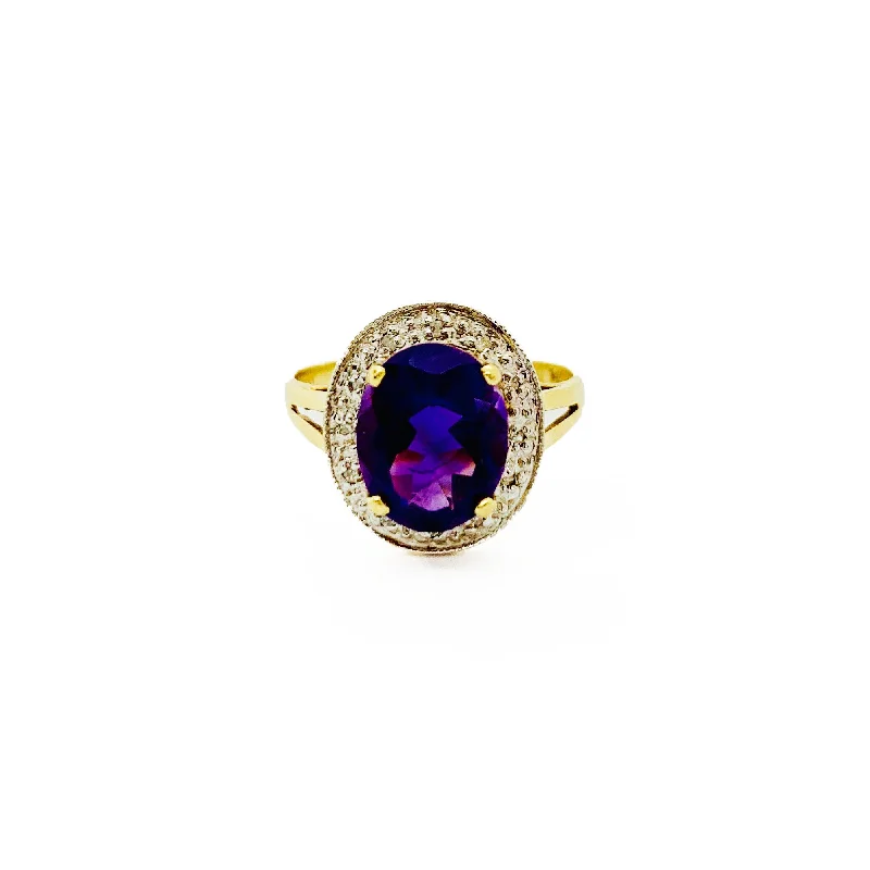 Trendy Infinity Rings For Meaningful Symbols-Amethyst Diamond Halo Ring (14K)