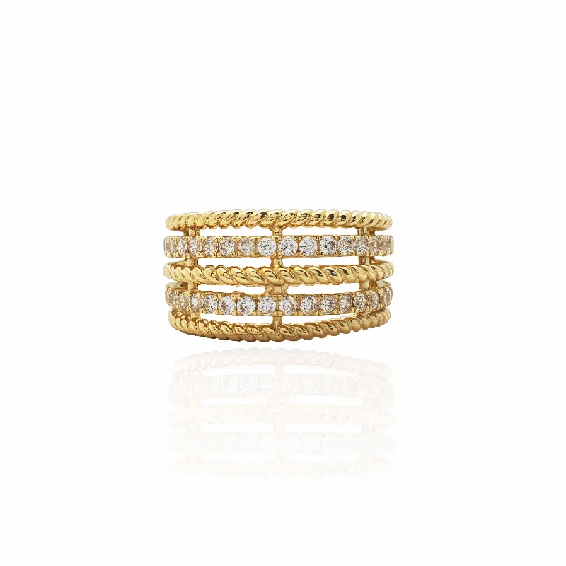 Affordable Diamond Rings For Everyday Glam-Ornate Slim Rope Band (14K)