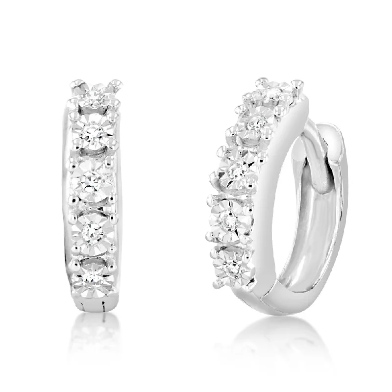 Modern Gold Earrings For Contemporary Style-Luminesce Lab Grown Diamond Hoop Earrings in 9ct White Gold