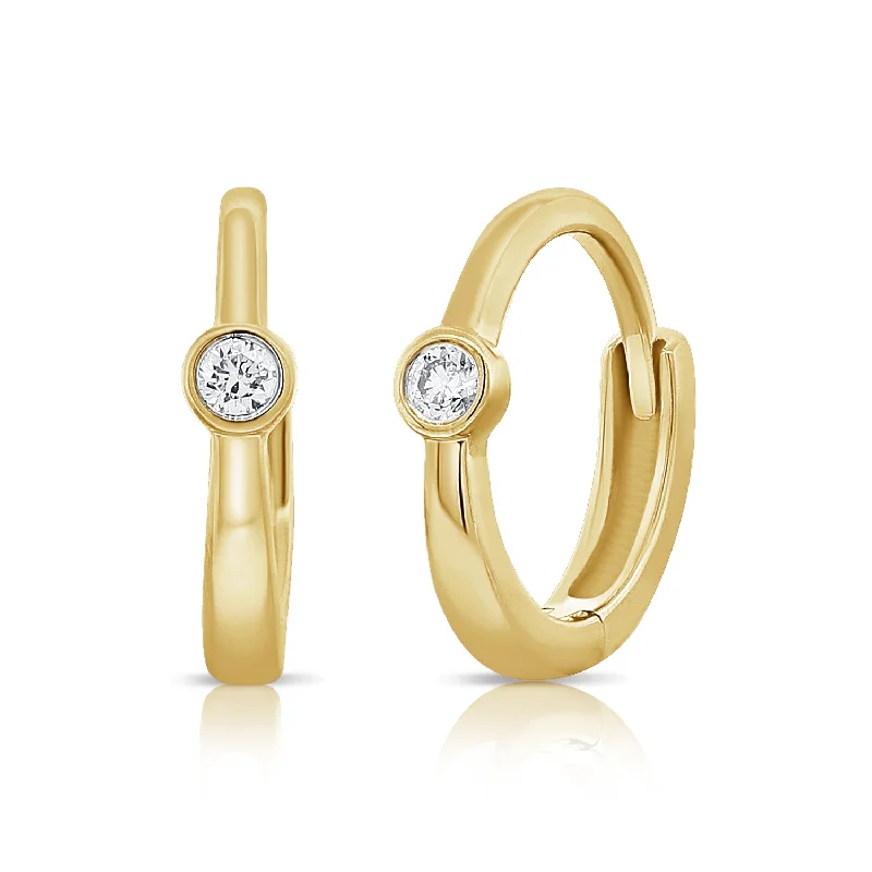 Exclusive Handmade Earrings For Special Occasions-OKGs Collection 0.06ct Solitaire Classic Huggie