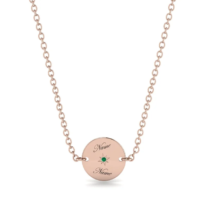 Personalised Round Emerald Necklace - Lena No. 5