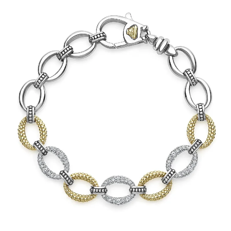 Elegant Gold Bracelets For Timeless Style-Three Station Diamond Link Bracelet