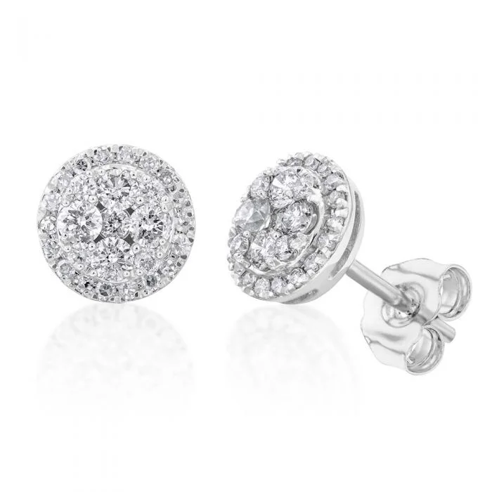 Silver Ear Climbers For Unique Looks-9ct Alluring White Gold 1/2 Carat Diamond Stud Earrings