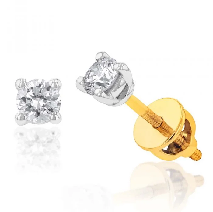 Fashionable Earrings For Casual Looks-9ct Yellow Gold 1/3 Carat Diamond Stud Earrings