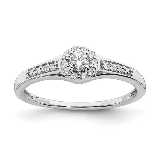 Elegant Engagement Rings For Romantic Proposals-10k White Gold Lab-Grown Diamond Halo Cluster Promise Engagement Ring