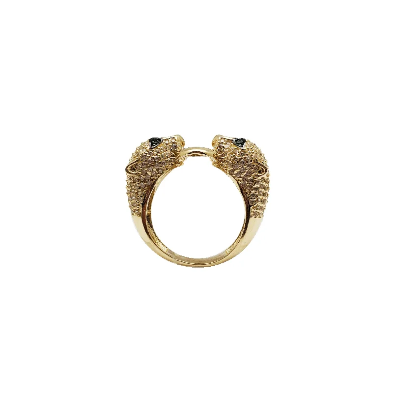 Custom Bridal Rings For Personalized Style-Twin-Headed Panther Ring (14K)