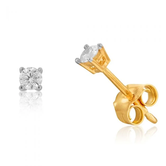 Affordable Earrings For Budget-Friendly Style-9ct Yellow Gold 1/6 Carat Diamond Stud Earrings